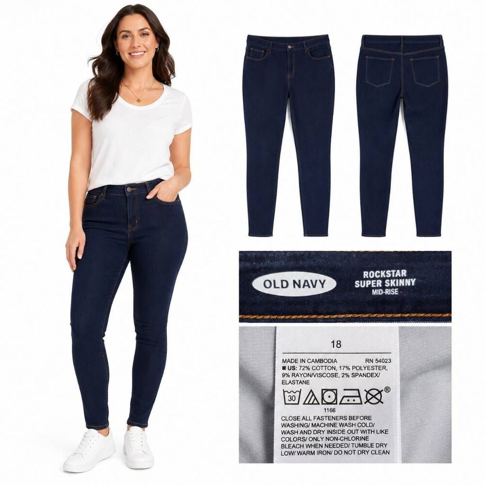 Old Navy Rockstar Super Skinny Jeans Women’s Size 18 Mid-Rise Dark Wash
